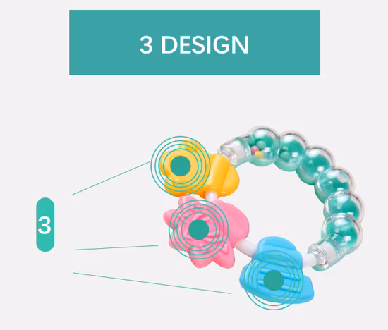 Baby Toy Food Grade Rattle Molar Silicone Teether