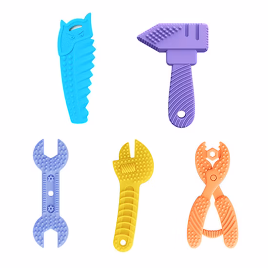 Anneaux de dentition en silicone 100 % naturels en forme de biberon pour nouveau-nés